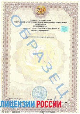Образец сертификата соответствия (приложение) Дубовка Сертификат ISO 22000