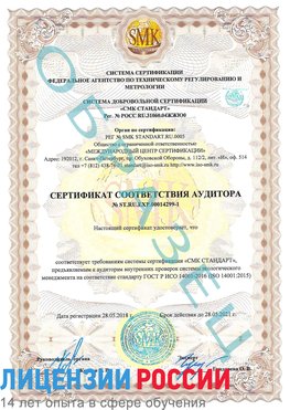 Образец сертификата соответствия аудитора №ST.RU.EXP.00014299-1 Дубовка Сертификат ISO 14001